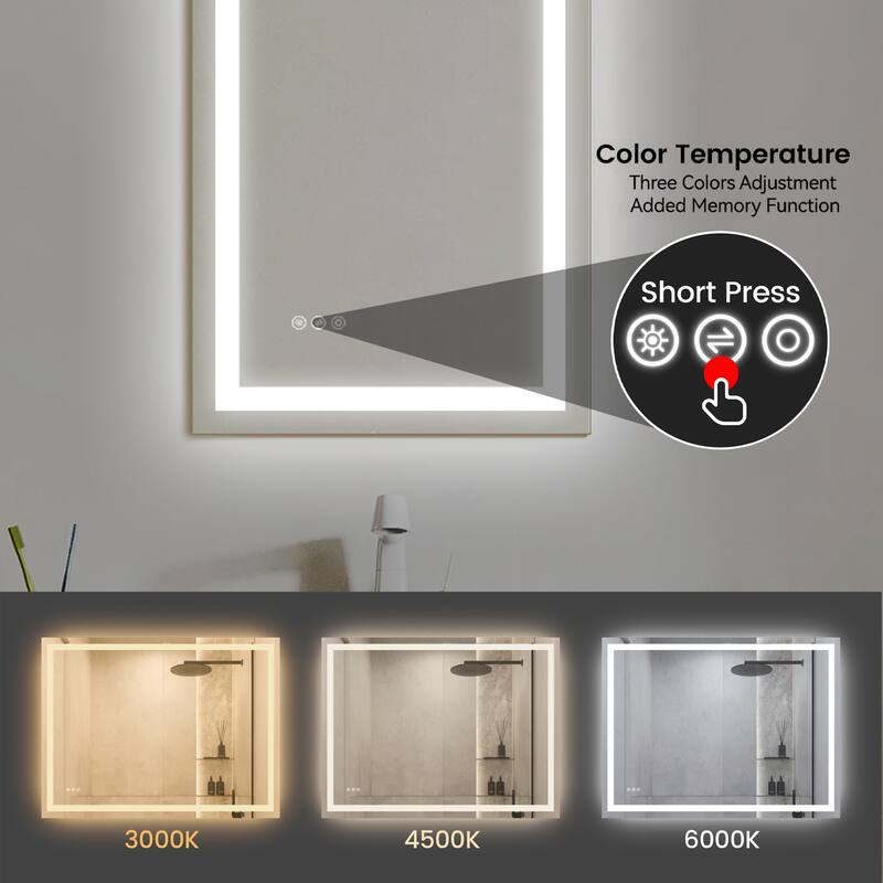 Topcraft LED Aluminum Framed Wall Mounted Bathroom Mirror