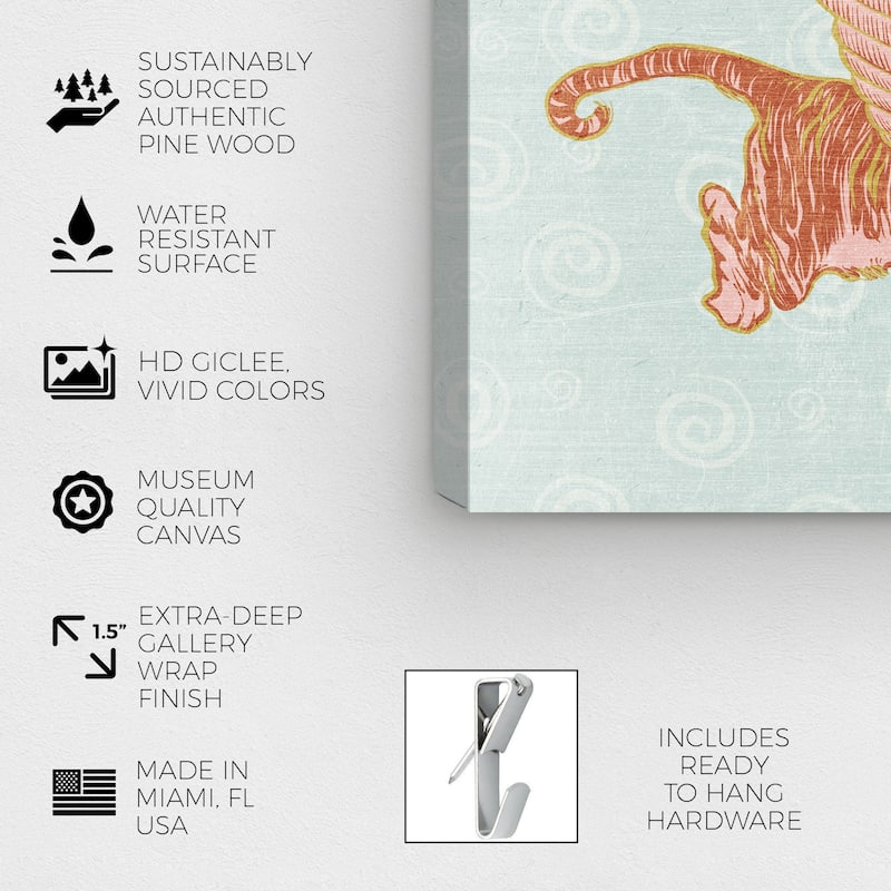 Wynwood Studio Canvas Animals Flight on Winged Tiger Orange and Dark Orange Modern & Contemporary Wall Art Canvas Print