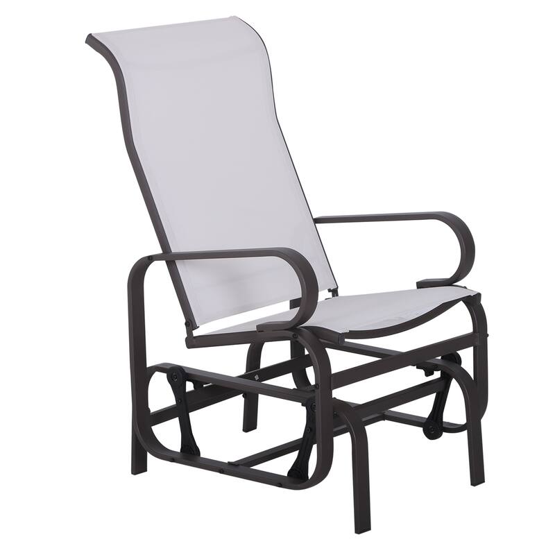 Outdoor Patio Glider Chair with Smooth Rocking Mechanism & Lightweight Construction - Beige