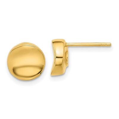 Curata 14k Yellow Gold 9.13mm Concave Puffed Circle Post Earrings