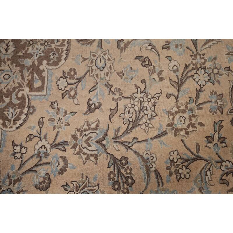 Traditional Mashad Vintage Persian Large Rug Handmade Pink Wool Carpet - 10'0" x 16'2"