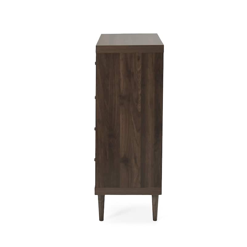 4-Drawer Vertical Chest with Metal Handle, Metal Frame and Wood Top for Bedroom