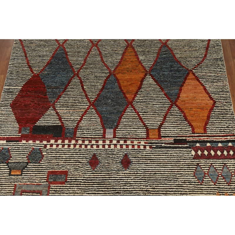 Trellis Moroccan Oriental Area Rug Handmade Living Room Wool Carpet - 8'5" x 9'9"