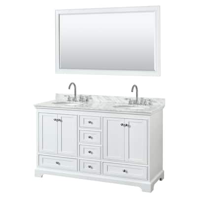 Wyndham Collection Deborah 60" Free Standing Double Vanity Set with