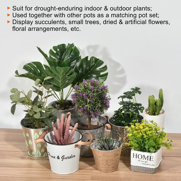 3pcs 5" Metal Plant Pot Bucket Painted Iron Flower Planter Container, Silver  - Bed Bath & Beyond - 36684397