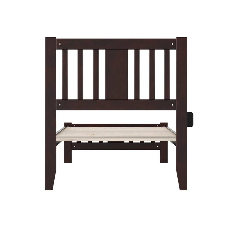 Twin Bed with Footboard & USB - Espresso Finish - Solid Wood Frame - 38.25" x 76"