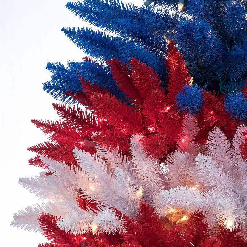 5 Foot Patriotic American Tree in Red and White and Blue - N/A