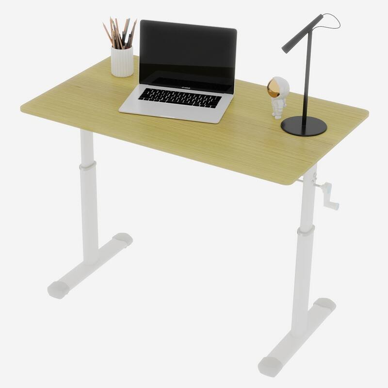 Anmytek 100x60cm Height Adjustable Study Desk White Natural Wood Compact Home Office Table