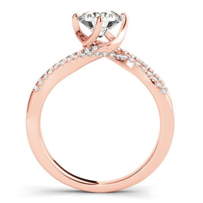 Auriya 14k Gold 1/2ctw Moissanite and Diamond Engagement Ring 1/6ctw