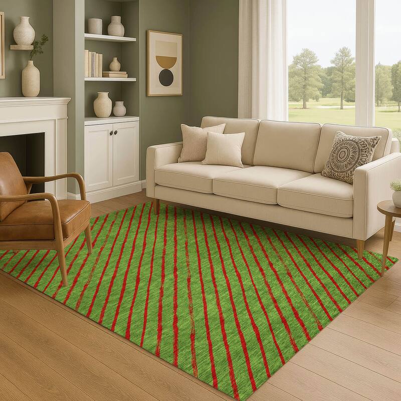 Premium Washable Super Soft Angle Stripe Mayfield Rug - Fern - 8' x 10'