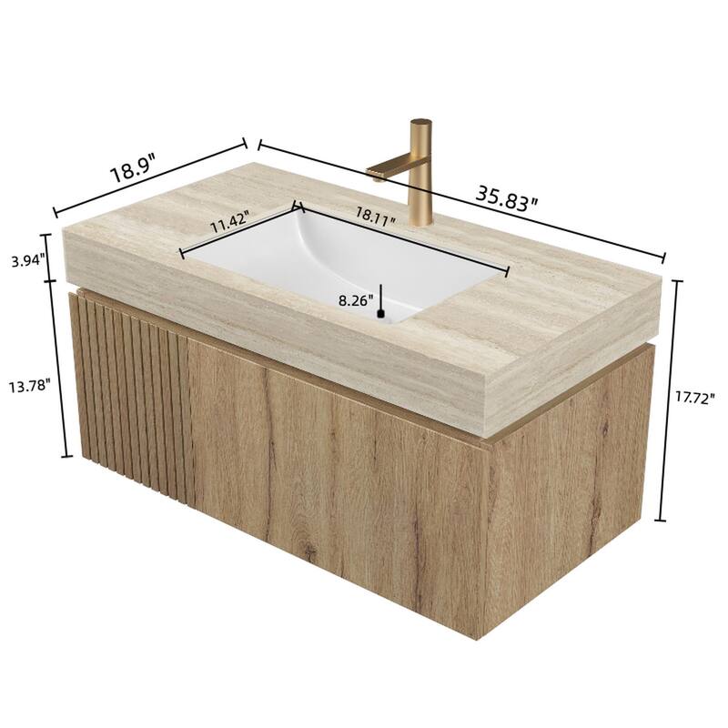 Mondern Floating Bathroom Vanity with 1 Pre-drilled Faucet Holes