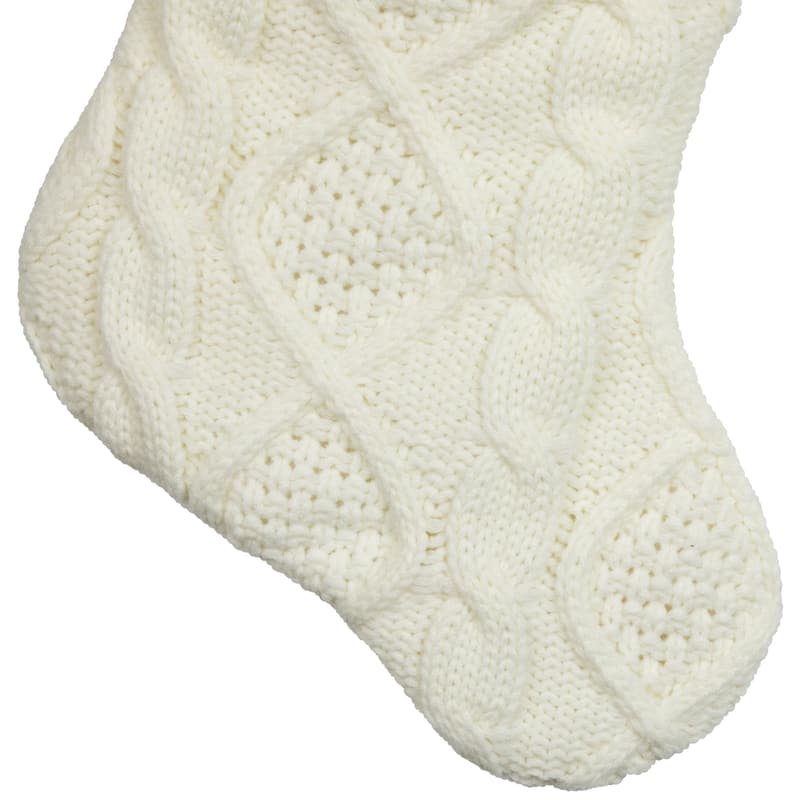 Cable Knit Christmas Stocking with Faux Fur Cuff - 20.5"