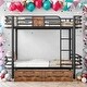 preview thumbnail 2 of 21, Twin XL over Twin XL Metal Bunk Bed with MDF Board Guardrail and Two Storage Drawers