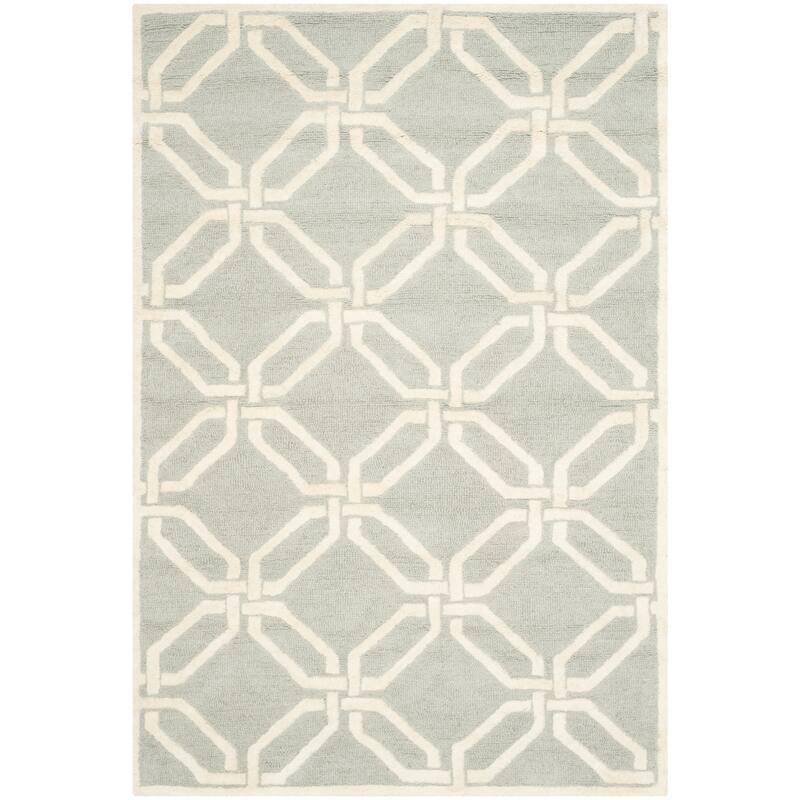 SAFAVIEH Handmade Cambridge Nhung Modern Moroccan Wool Rug - 4' x 6' - Light Grey/Ivory