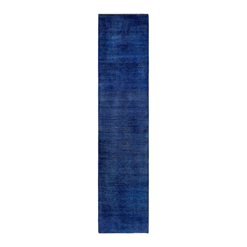 Contemporary Overdyed Wool Hand Knotted Runner - 2' 7" x 11' 7"
