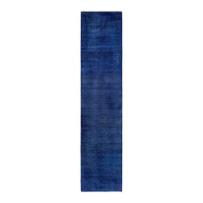 Contemporary Overdyed Wool Hand Knotted Runner - 2' 7" x 11' 7"