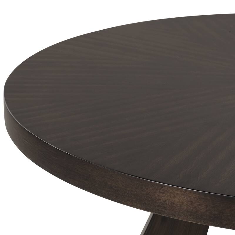 Kiana Dining Table, Modern Dark Brown Solid Rubberwood, Round 47 Inch
