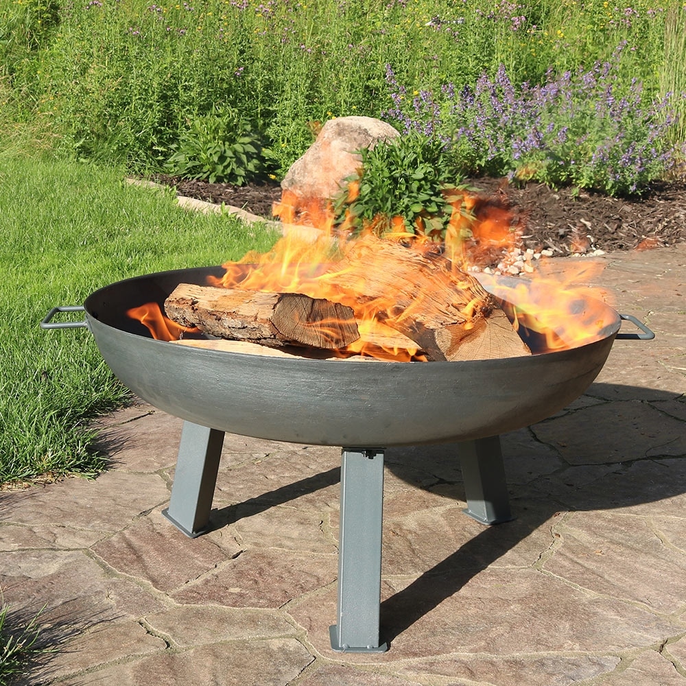 Shop Sunnydaze Steel Colored Cast Iron Wood Burning Fire Pit Bowl