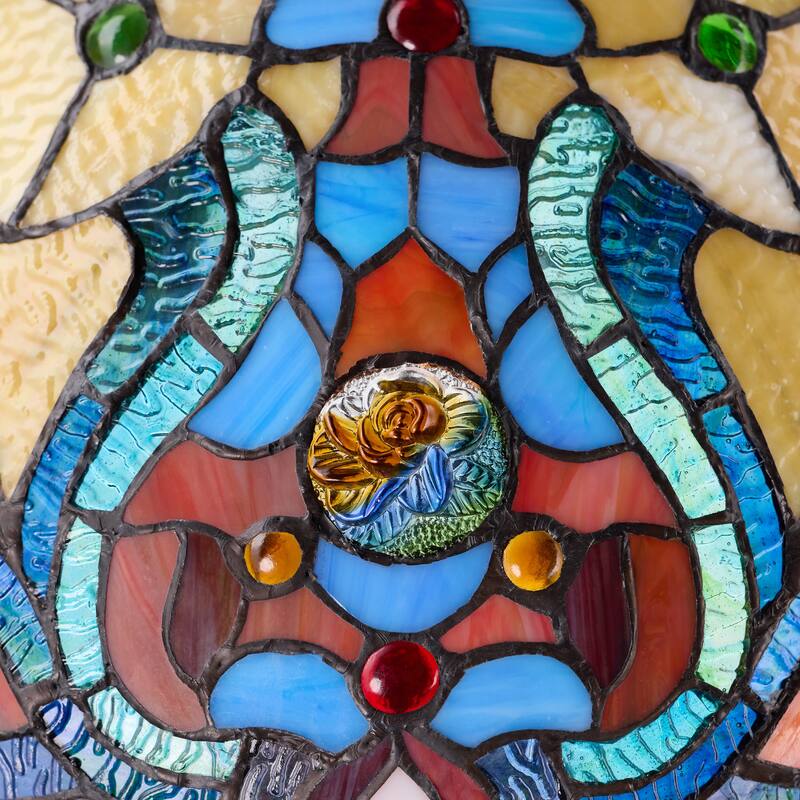 River of Goods Double Lit Stained Glass 24-Inch Table Lamp - 17" x 17" x 24"