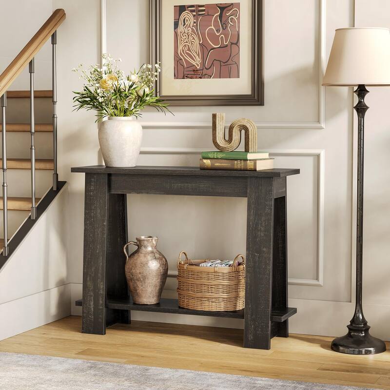 41.3-Inch Small Console Table Behind The Couch for Living Room, Hallway, Entrance - Brown