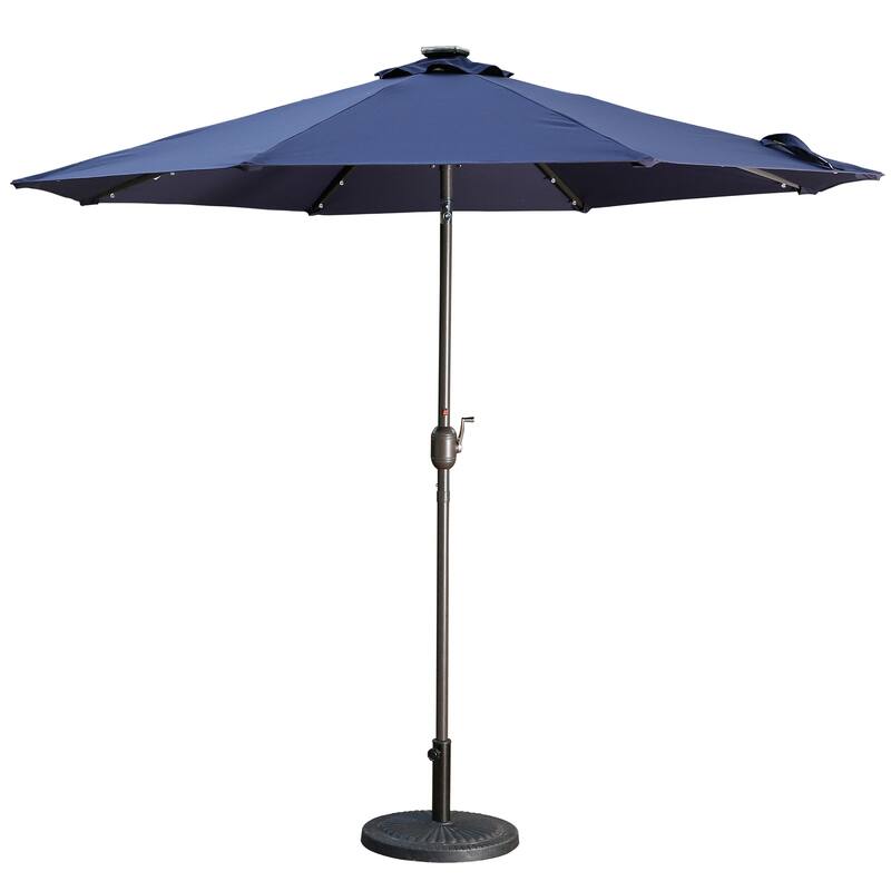 9 ft. Aluminum Market High Quality Solar LED Light Tilt Patio Beach Umbrella