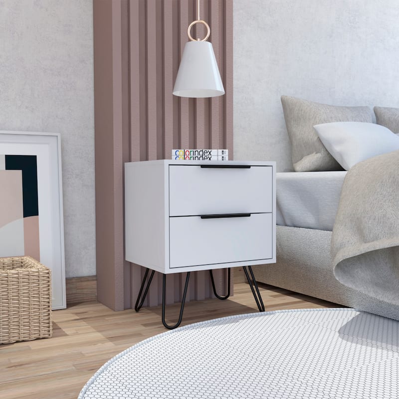 Nightstand Skyoner 2, Harpin Legs, Two Drawers, Black Wengue Finish