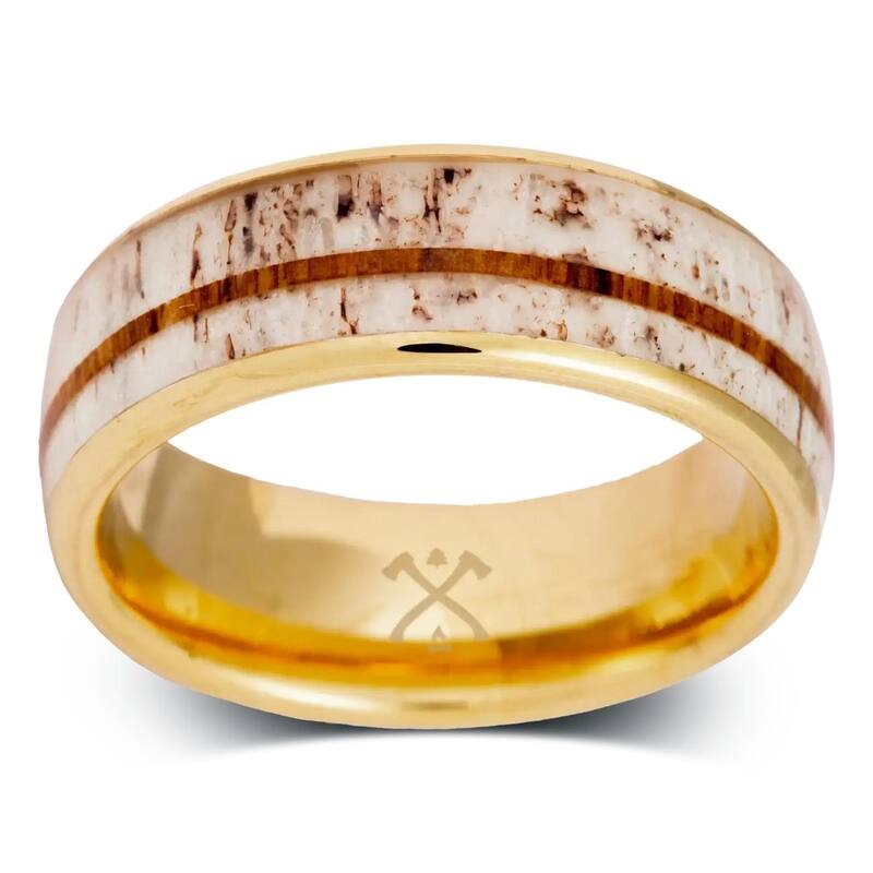 Manly Bands THE IBEX Tungsten Yellow Gold Plated 8mm Polished Band