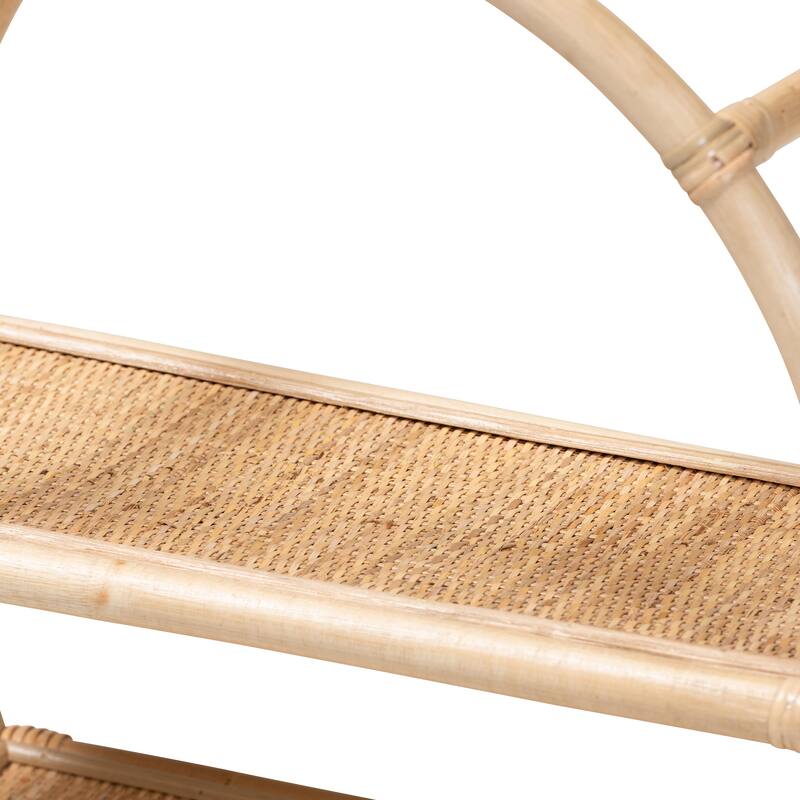 Ruana Bohemian Natural Brown Finished Rattan 3-Tier Display Shelf