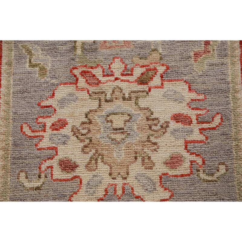 Hand Knotted Oriental 100% Wool Carpet Transitional All-Over Greys & Charcoal Oushak Runner Rug - 9' 8'' X 2' 8''