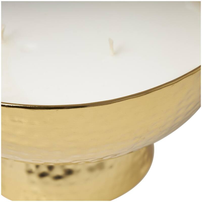 Metal Scented Wide Hammered 70 oz 4 Wick Decorative Candle with White Wax - Gold, Silver, Copper - Roche River Decor
