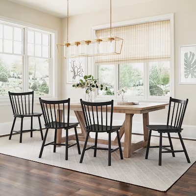 LUE BONA Solid Wood Spindle Dining Chairs With Backs - 18" H