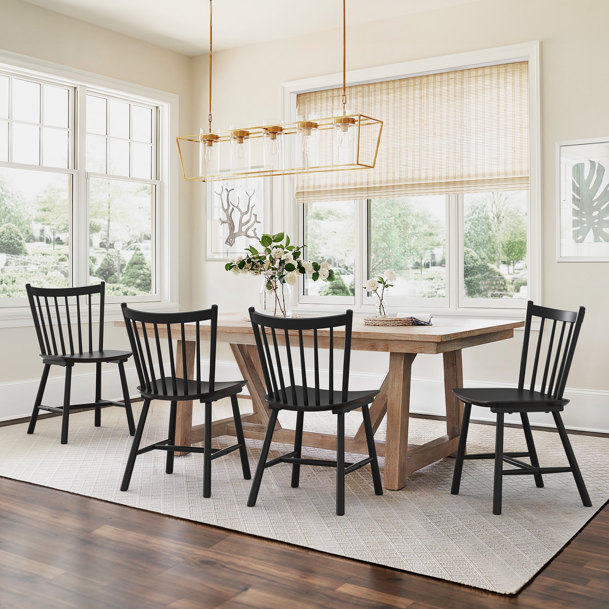 Winston Dining Chairs, Set of 4, Black White Brown，18 inches