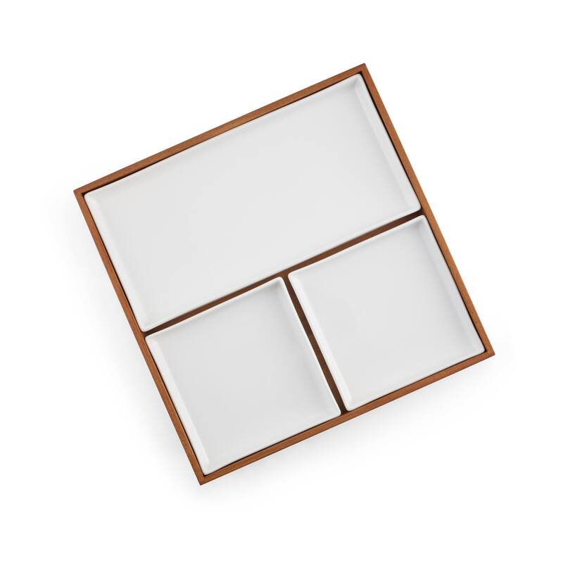 Nambe Duets Bento Box Lunchbox Platter 18" x 17.25" x 3.5" On Sale