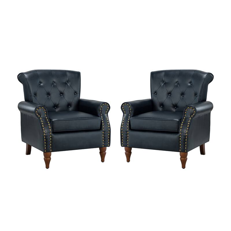 Mycenae Upholstered Accent Armchair with Nailhead Trim Set of 2