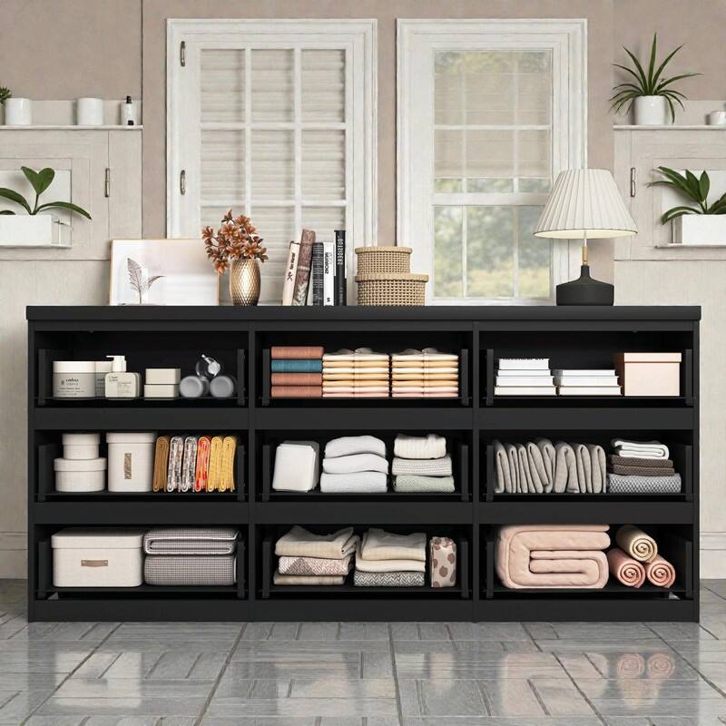 9-Drawer Handle-Free Dresser, Modern Matte Wood Storage Chest for Bedroom, Living Room or Entryway