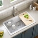 preview thumbnail 1 of 14, MorningGlow 33 in. Undermount/Drop-In Single Bowl White Fireclay Workstation Kitchen Sink with Accessories White