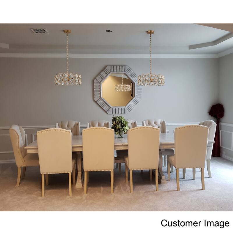 Calex Mid-Century Modern 3-Light Drum Gold Glam Lighting Crystal Chandelier for Dining Room - 15"L x 7"H