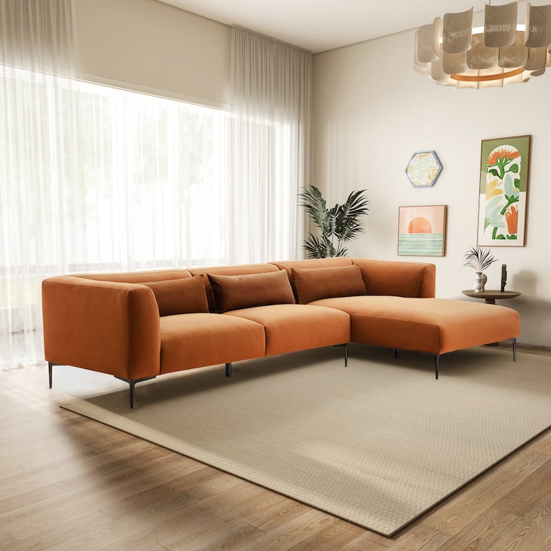 Savenoy Japandi Style L-Shaped Fabric Upholstered Sectional