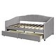 preview thumbnail 7 of 7, Elegant design Clean Silhouette Upholstered daybed Twin Size with Two Drawers and Wood Slat.
