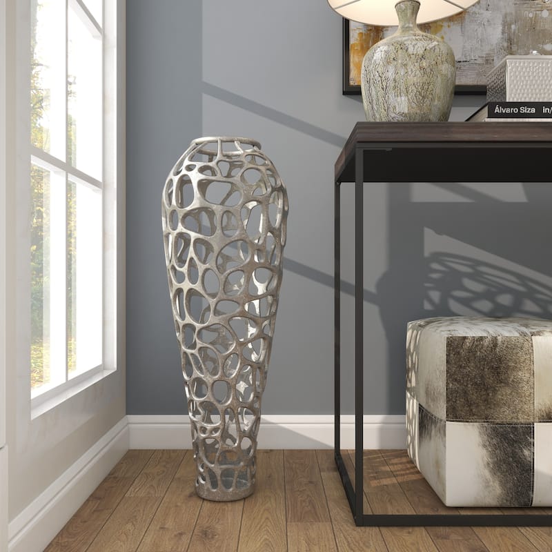 Gold Aluminum Metal Cutout Coral Decorative Vase
