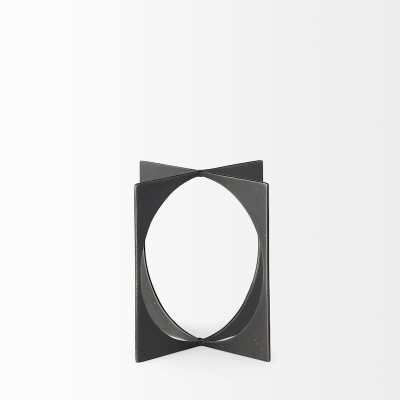 Charcoal Gray Metal Circle Square Sculpture