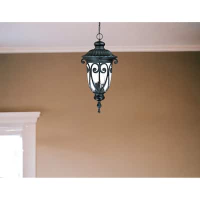 HomeRoots Naples 3-Light Matte Black Hanging Light - 11.25' X '24.5' X '11.25