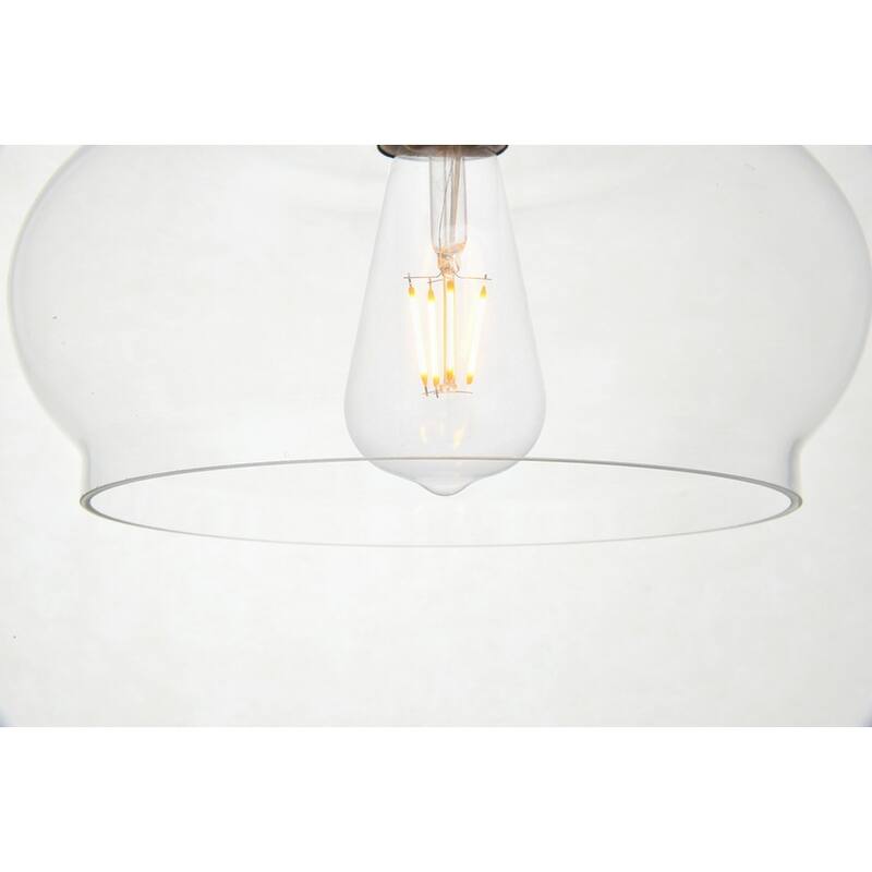 Destiny 1-Light Plug in Pendant with Clear Shade - Black - 9.4" Diameter