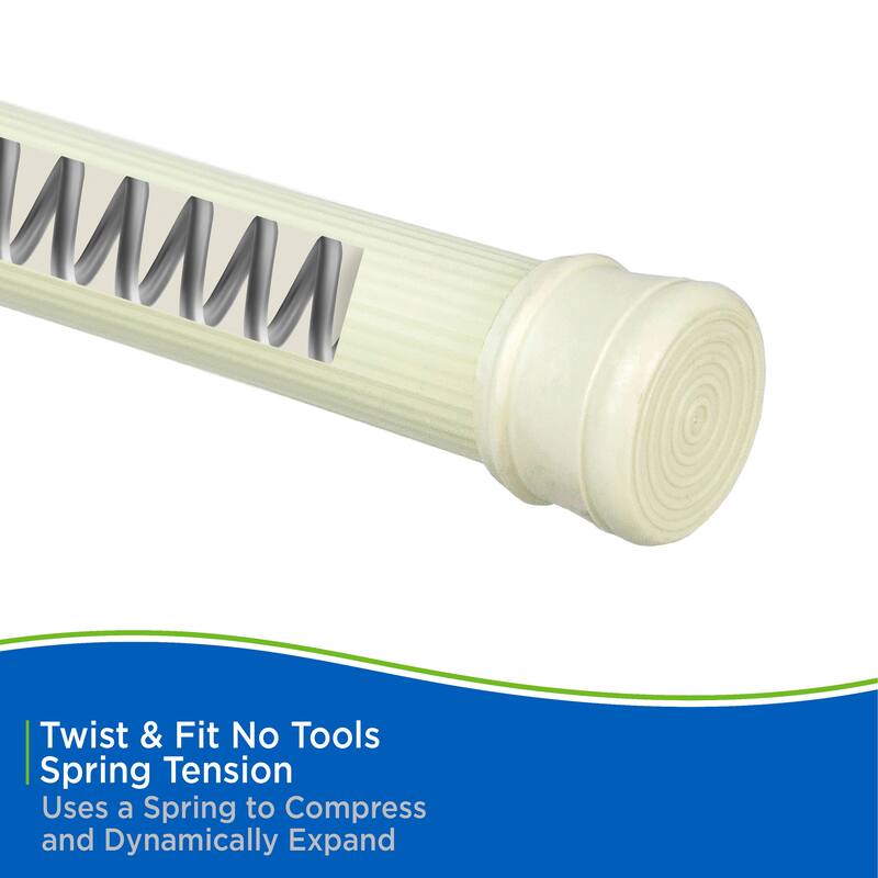 Kenney Twist & Fit No Tools Spring Tension Shower Curtain Rod, 42-72"