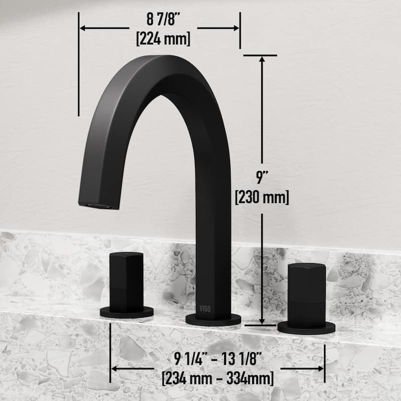VIGO Hart 9" H 2-Handle Widespread Bathroom Faucet