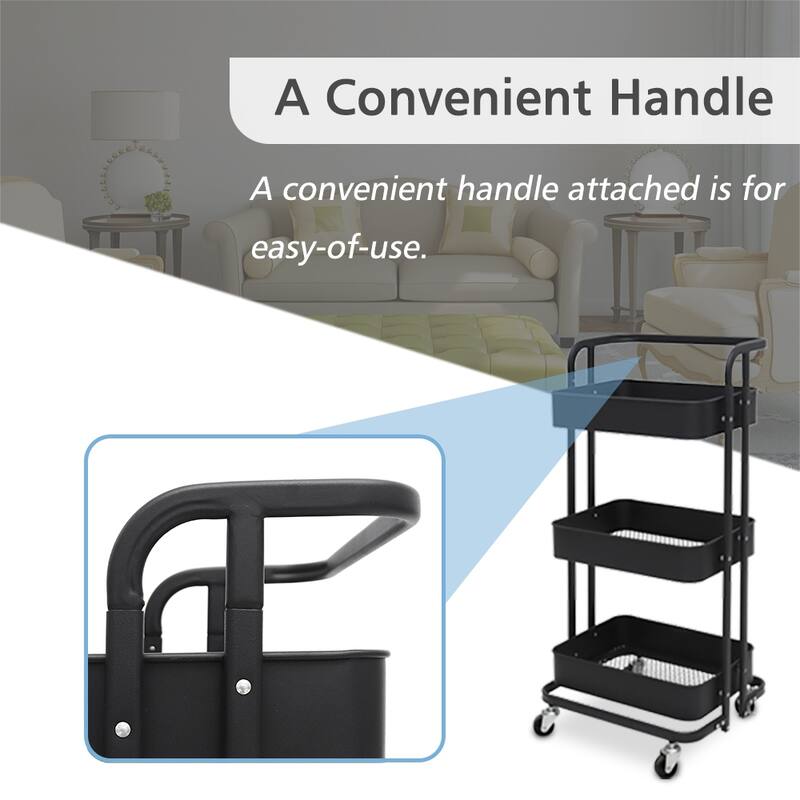 Maypex 3 Tier Foldable Rolling Utility Cart