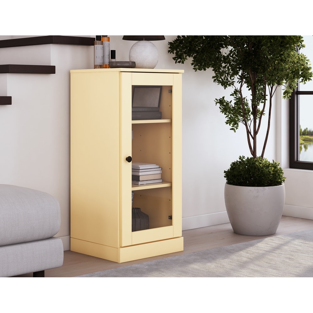 Palace Imports 100% Solid Wood 3-Shelf Bookcase with Clear Glass Door and Adjustable Shelves