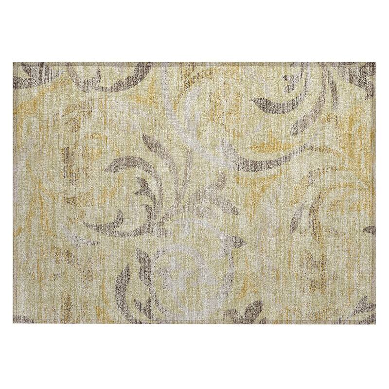 Machine Washable Indoor/ Outdoor Chantille Floral Scroll Rug