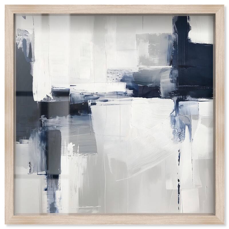 Blue Cascades on Still White Shadowbox by Art Remedy - Natural - 30" x 30"