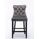 preview thumbnail 34 of 56, Set of 2 Contemporary Velvet Upholstered Barstools with Button Tufted Decoration
